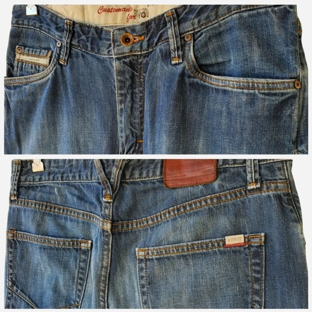 Vans "Off The Wall" Dennim Blue Jeans With A Faded Look - Picture 4 of 9